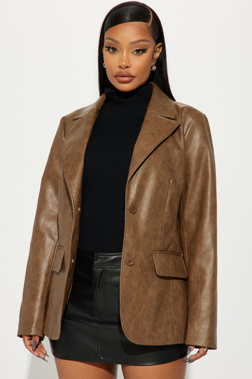 Cognac on sale leather blazer