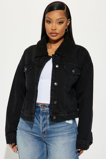 Black ripped top denim jacket womens