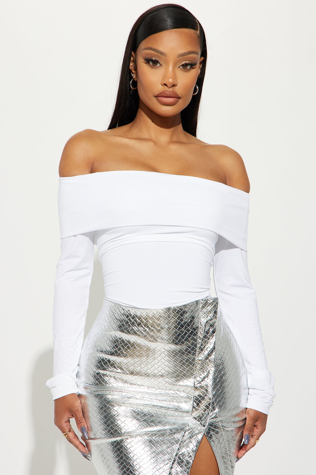 Silver off 2025 the shoulder top