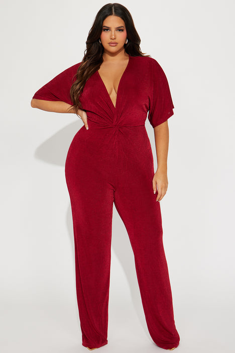 Burgundy plus cheap size jumpsuit