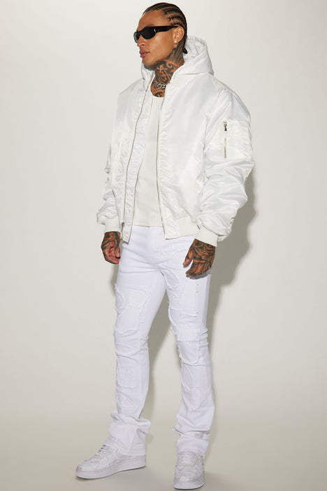 Men's white sale bomber jacket