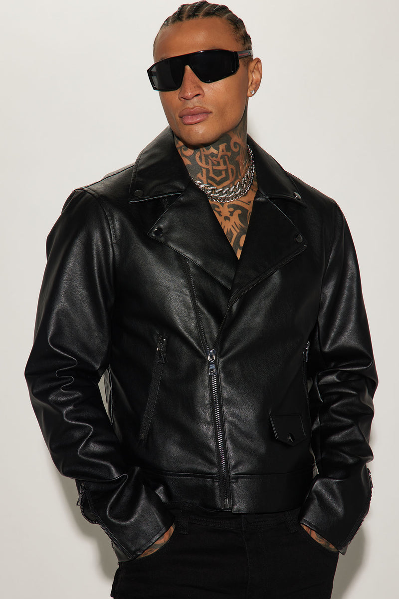 Rea Embossed Faux Leather Moto Jacket - Black | Fashion Nova, Mens ...
