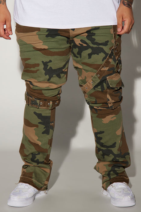 Strap Me Up Stacked Skinny Flare Jeans Camouflage Fashion Nova