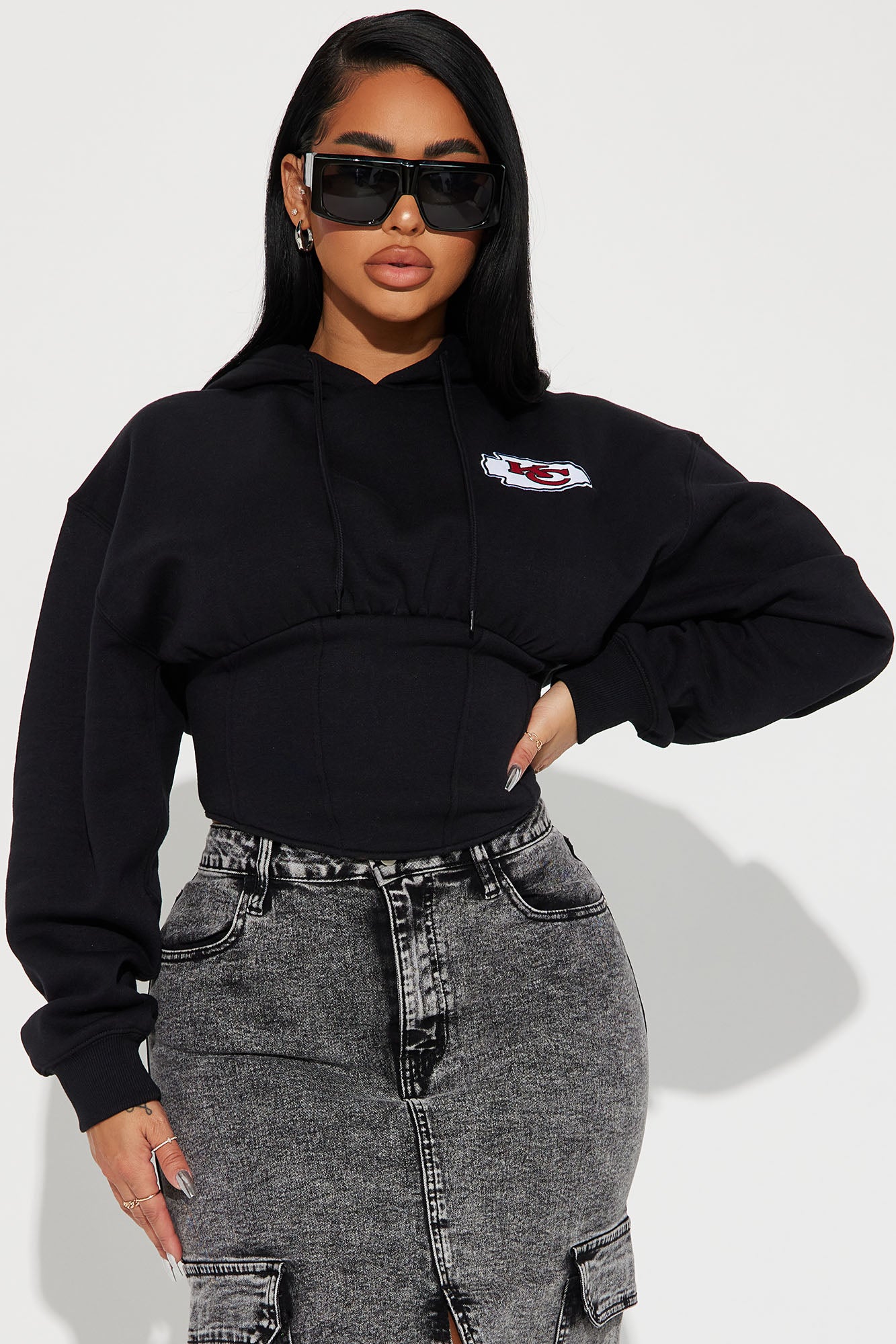Corset hoodie on sale black