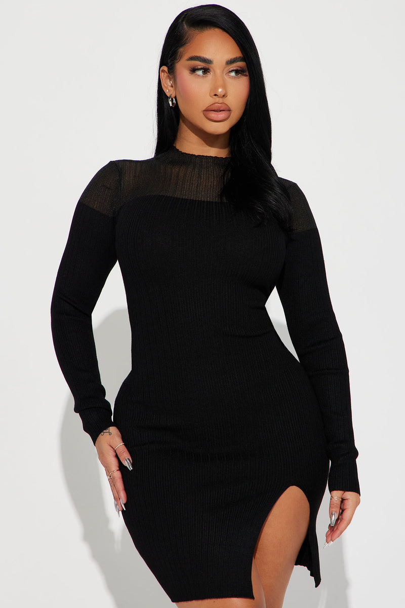 Emma Sweater Mini Dress - Black | Fashion Nova, Dresses | Fashion Nova