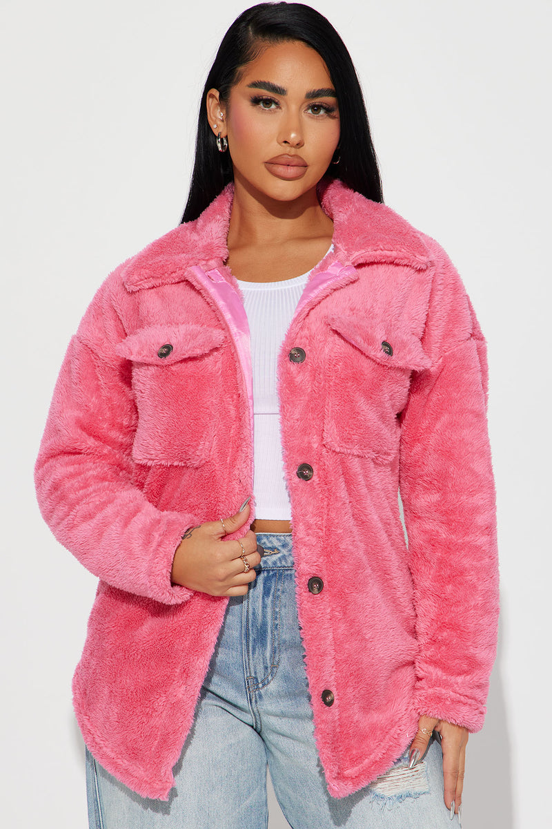 Feels Like Fall Sherpa Shacket - Pink | Fashion Nova, Jackets & Coats ...