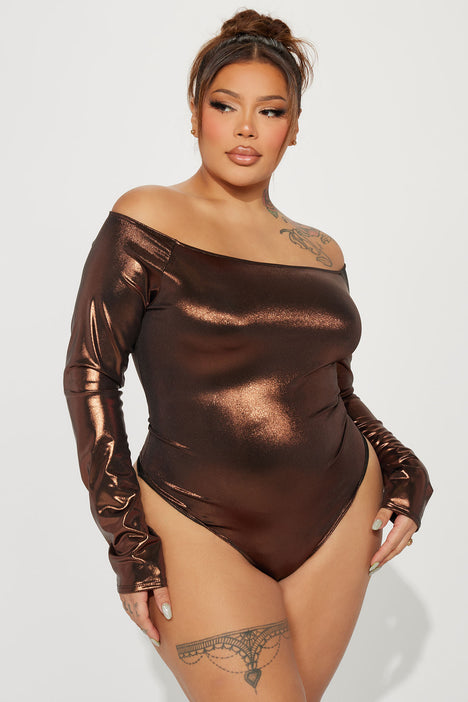 Doing Better Metallic Bodysuit - Rose Gold