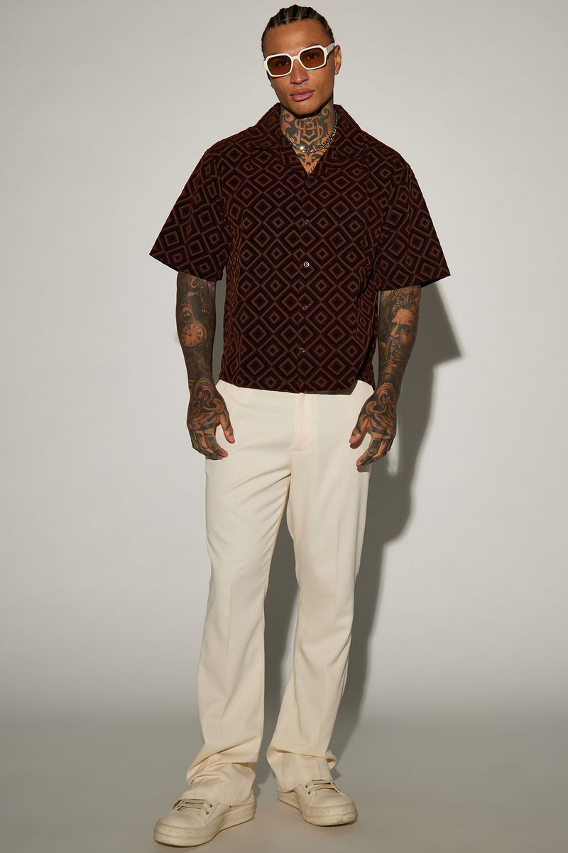 Infinite Lives Geometric Button Up Shirt - Brown | Fashion Nova, Mens ...