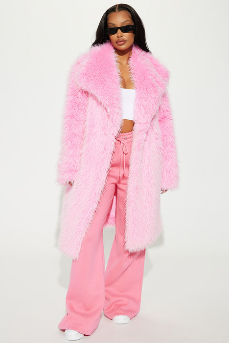 Poppin Off Faux Fur Coat Pink