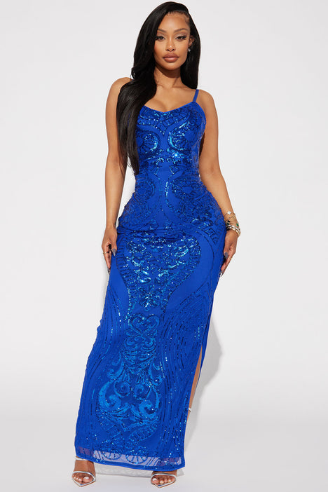 Fashion nova royal top blue prom dress