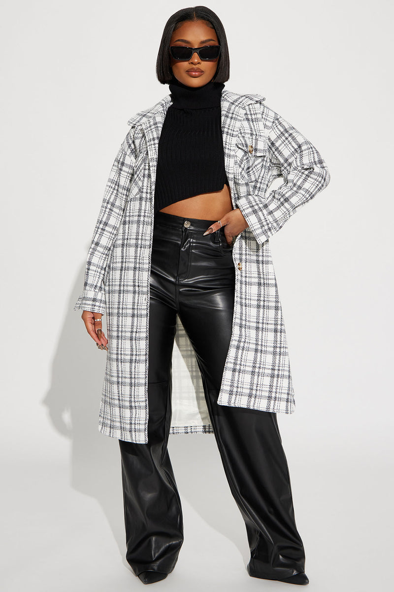 Tell It To Me Straight Tweed Trench Coat - Black/combo | Fashion Nova ...
