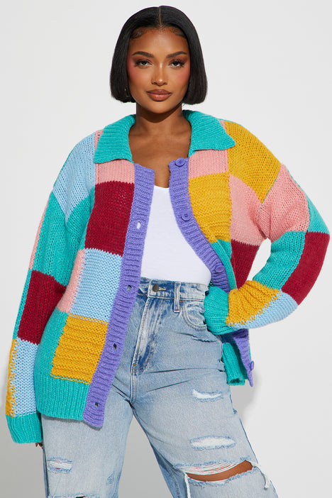 Beth Color Block Cardigan Multi Color Fashion Nova Sweaters