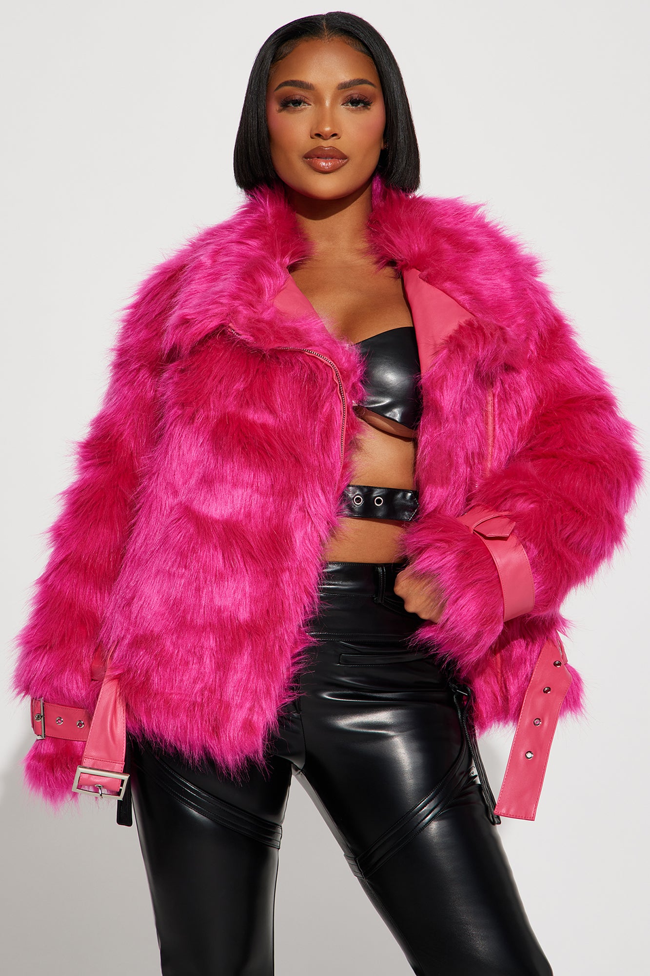 Women's Bring It Back Faux Fur Coat in Hot Pink Size Large by Fashion Nova