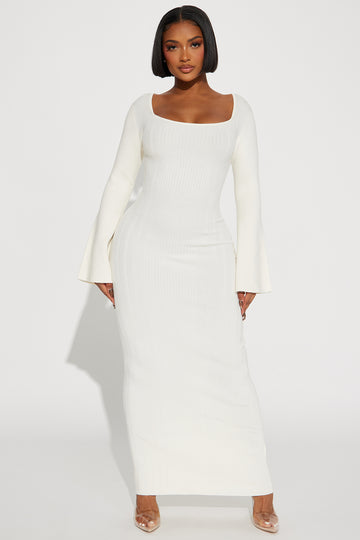 White bell clearance sleeve maxi dress