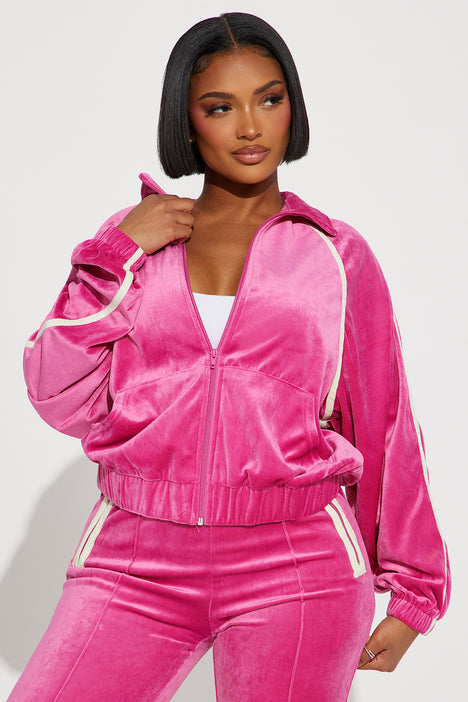 Pink velvet jogger set hotsell