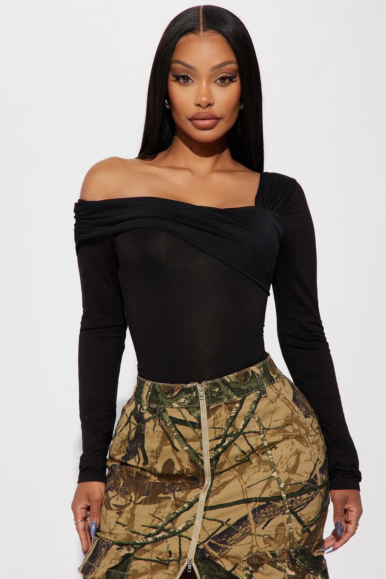 One sleeve top black deals