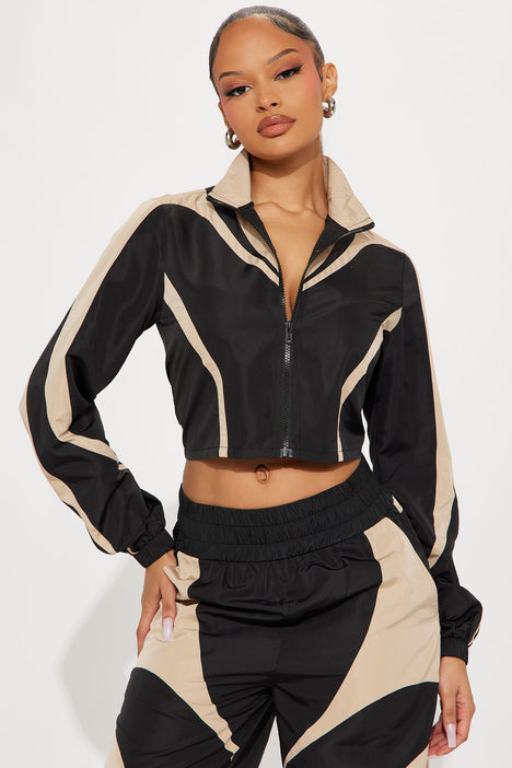 Watch Me Windbreaker Pant Set Black combo Fashion Nova