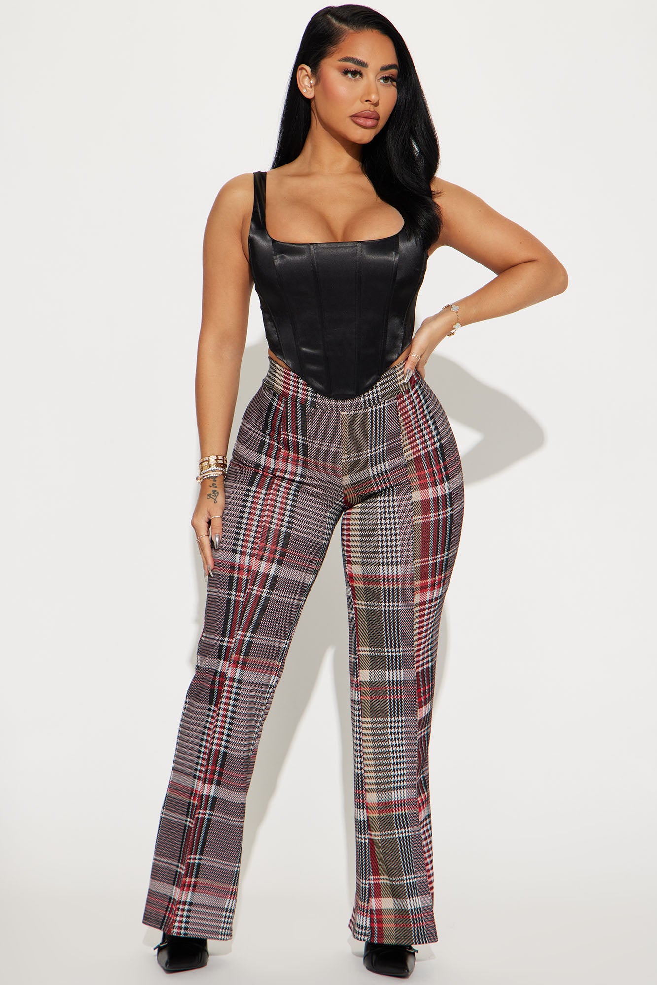 About That Time Plaid Pant Black combo Fashion Nova Pants