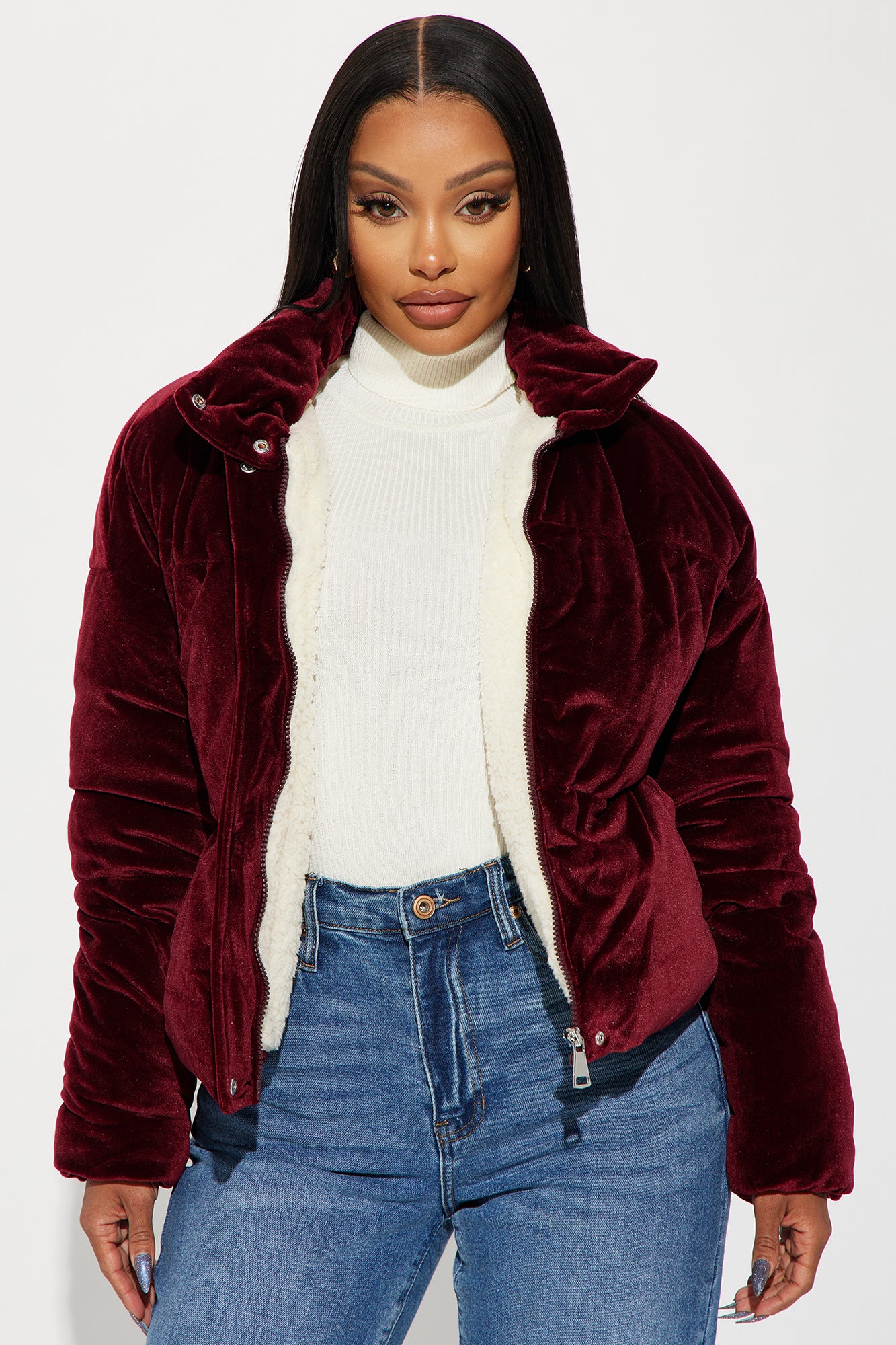 Velour puffer 2024 jacket women s