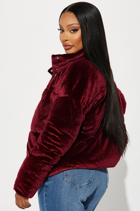 Velvet top long puffer
