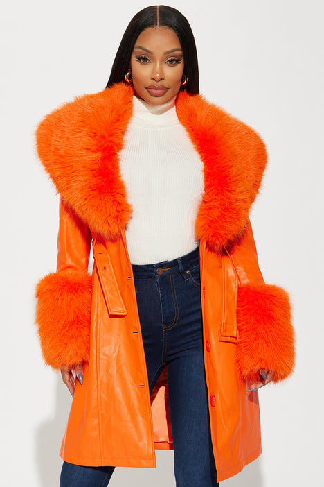 Fox fur new arrivals trimmed coat