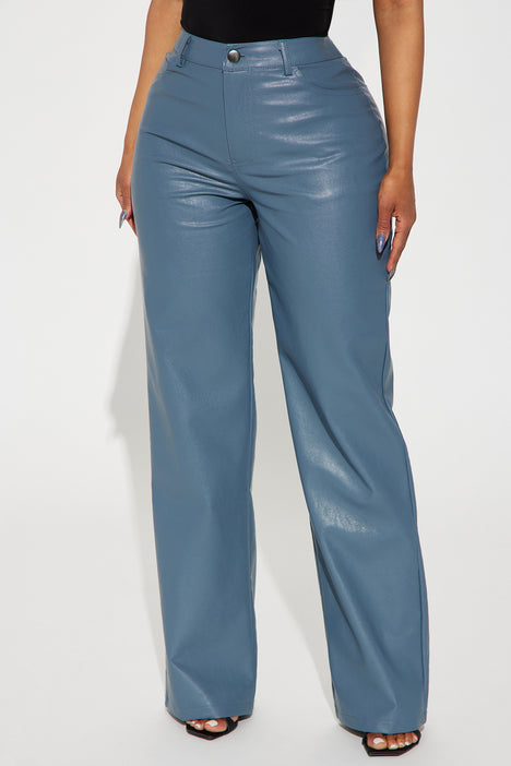 Blue clearance leather trousers