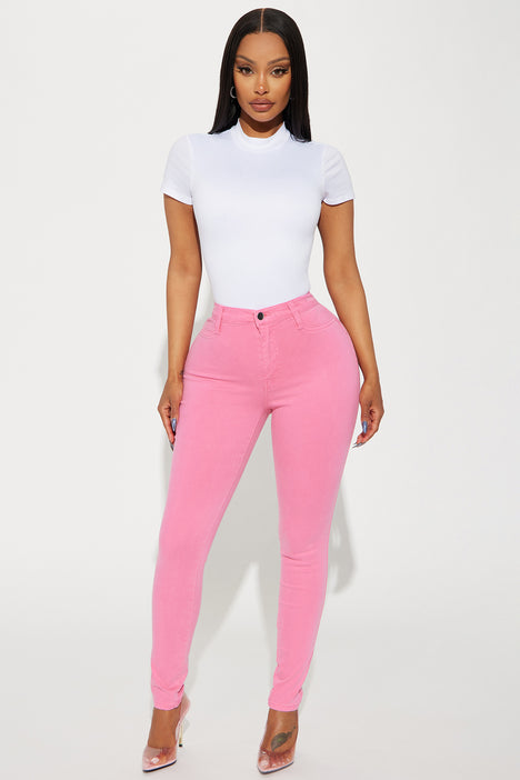 Pink jeans fashion nova sales