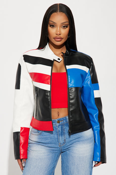 Fast Nights Faux Leather Jacket Multi Color Fashion Nova