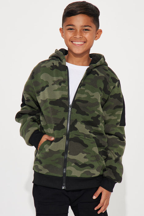 Mini Sherpa Lined Fleece Hoodie Green Fashion Nova Kids