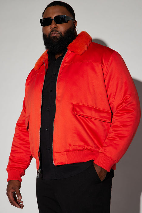 Faux Fur Collar Aviator Bomber Jacket Red Fashion Nova Mens