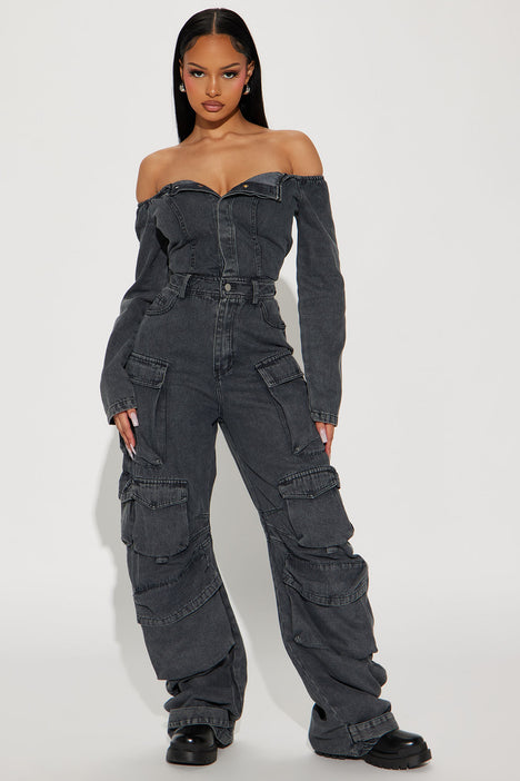 Black overalls fashion nova 2025