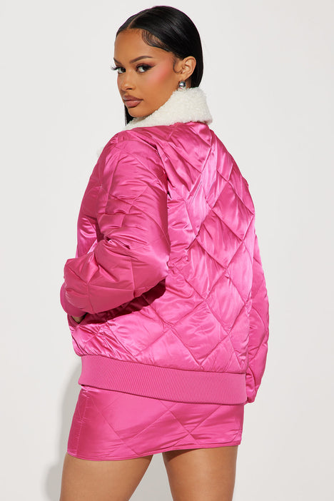 Pink quilted mini skirt online