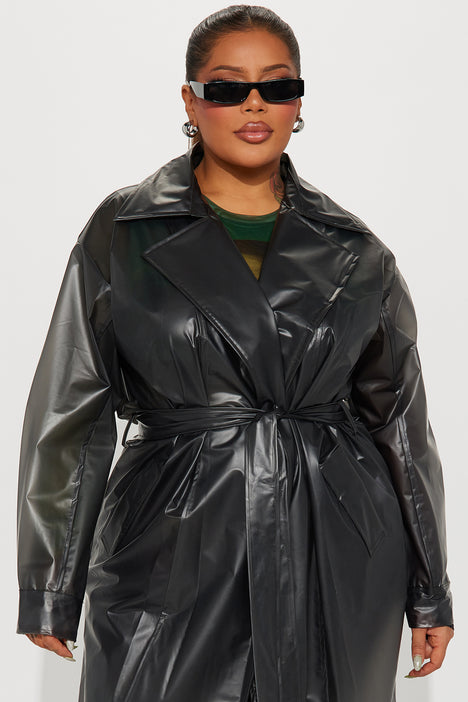 Plus size cheap vinyl trench coat