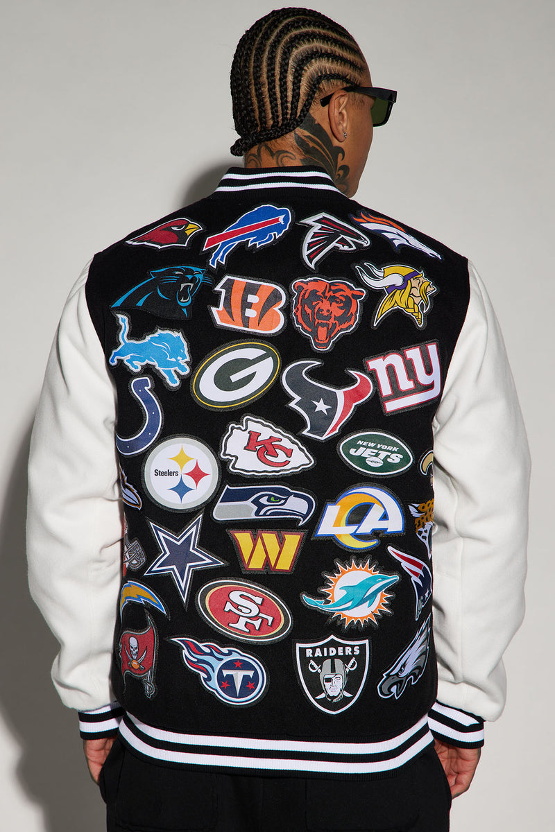All-In Multi Team Varsity Jacket - Black | Fashion Nova, Mens Graphic ...