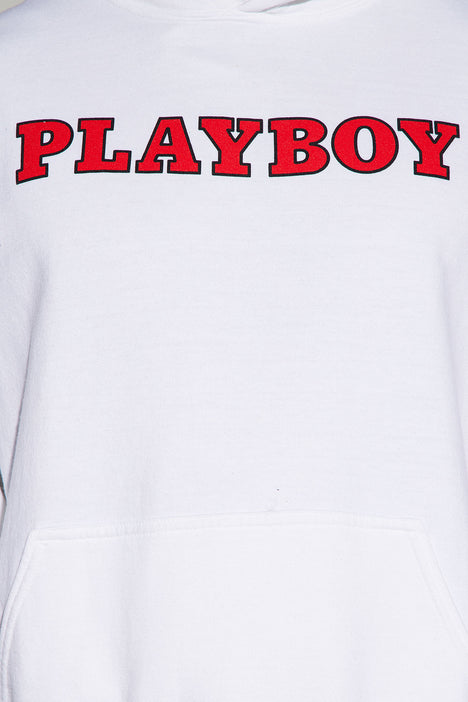 Pink and white playboy hoodie shop