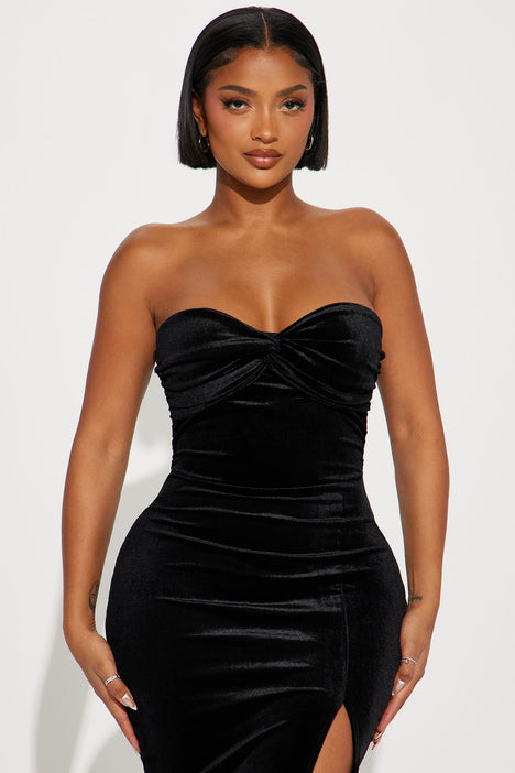 Mildred Velvet Maxi Dress Black Fashion Nova Dresses