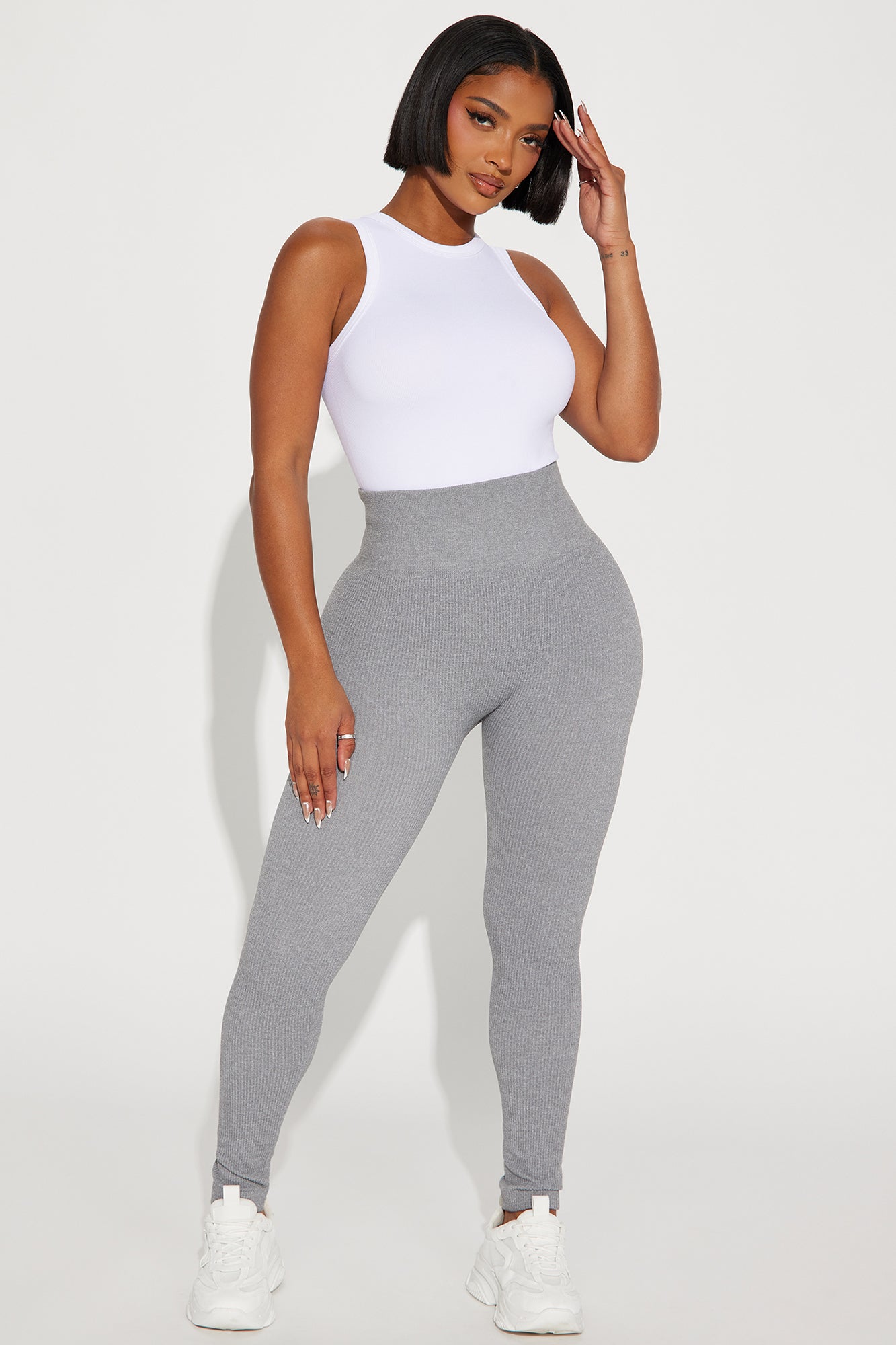 Seamless ribbed leggings - Women's fashion