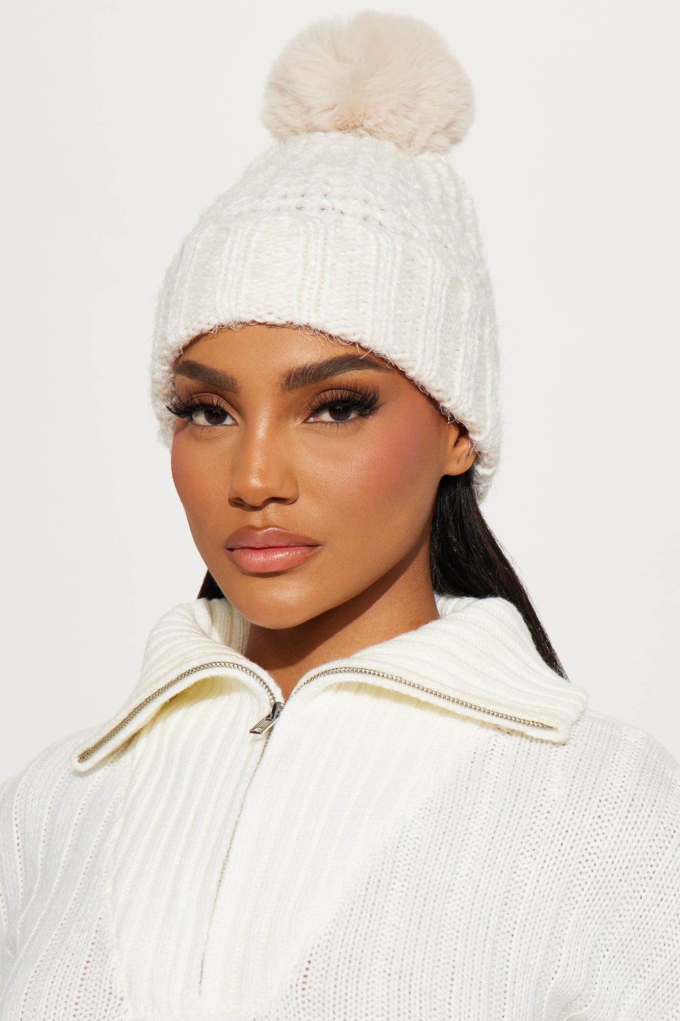 Off clearance white beanie