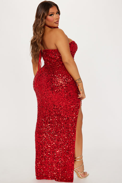 Valentina Sequin Maxi Dress Red Fashion Nova Dresses