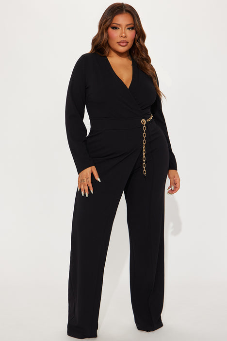 Need A Date Long Sleeve Jumpsuit Black