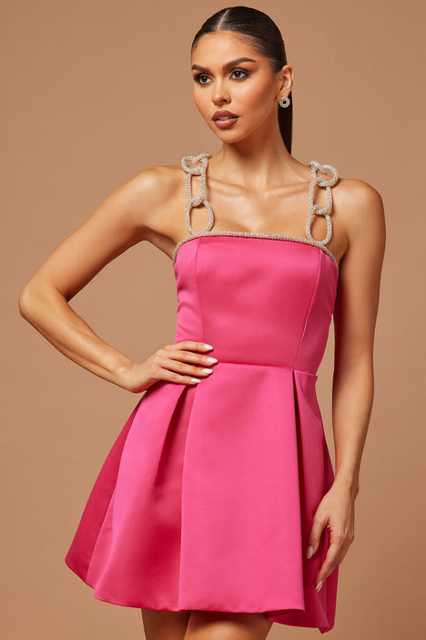 Sienna Fit And Flare Mini Dress Hot Pink