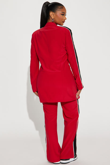 Red blazer and trouser set store