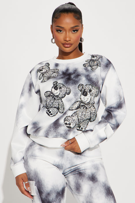 Teddy Tie Dye Jogger Set White Black Fashion Nova Matching