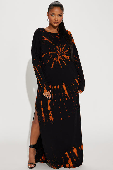 Orange and black maxi dress hotsell