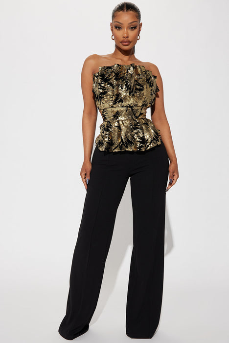 Talk Of The Town Jumpsuit Gold Black