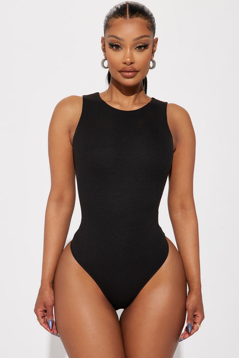 Black ribbed bodysuit sales