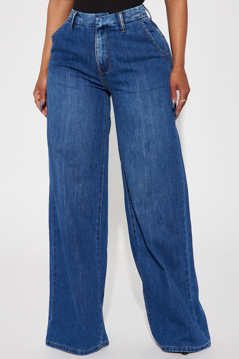 Finly Flowy Trouser Jeans - Dark Wash | Fashion Nova, Jeans | Fashion Nova