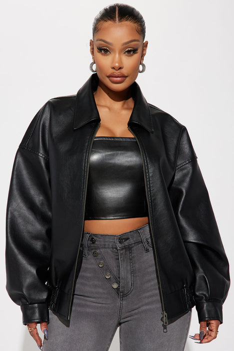 Faux leather jacket discount sale