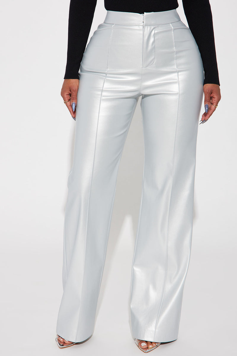 Around Town Faux Leather Trouser - Silver | Fashion Nova, Pants ...