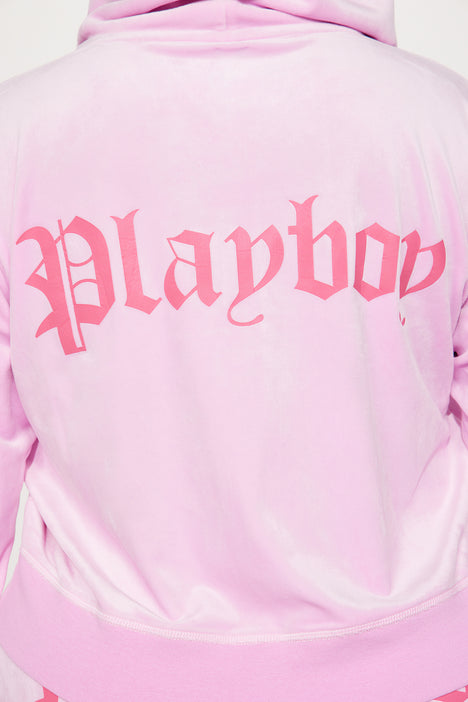 Playboy x missguided pink velour deals hooded zip through jacket
